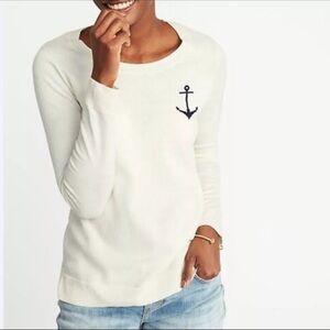 Old Navy Off White Anchor Light Pullover Sweater Women’s Size Small